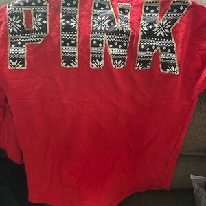 PINK Victoria's Secret Red Long Sleeve Tee